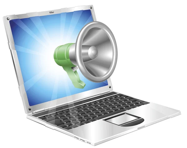 Conceito de laptop ícone de megafone — Vetor de Stock