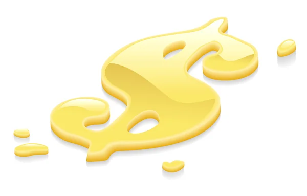 Signo de símbolo de oro líquido dólar — Vector de stock