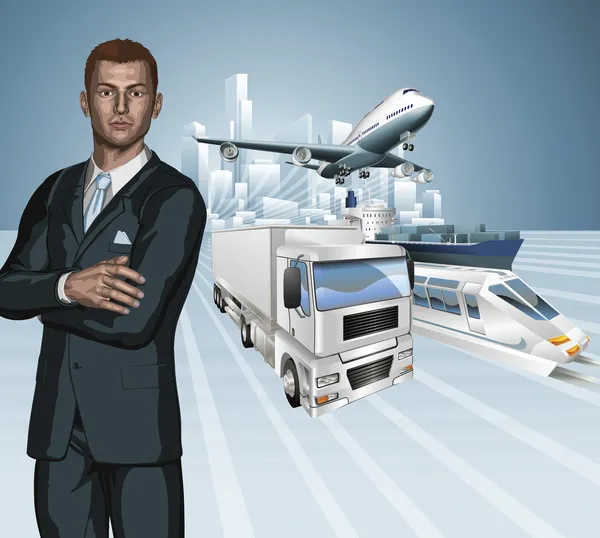 Logistics business man concept background — Stock Vector