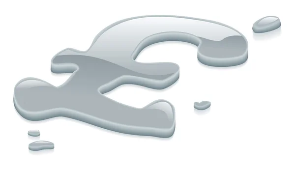 Znak symbolu tekuté stříbrné kovové libry šterlinků — Stockový vektor