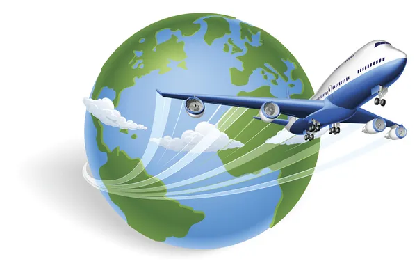 Airplane globe concept — Stock Vector