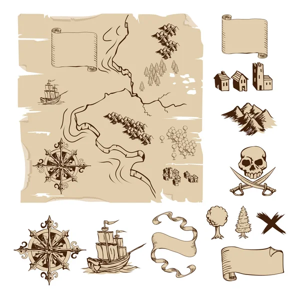 Haz tu propia fantasía o mapas del tesoro — Archivo Imágenes Vectoriales