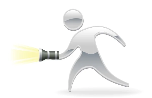 Metallic mascot with torch flashlight — Stock Vector