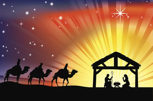 Noël chrétien Scène de la Nativité — Image vectorielle