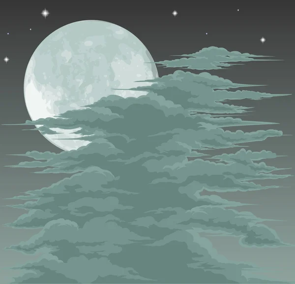 Spooky maanlicht hemelachtergrond — Stockvector