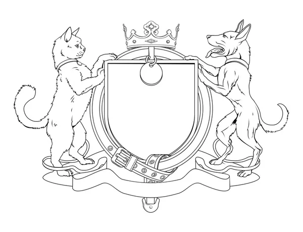 Kat og hund kæledyr heraldisk skjold våbenskjold – Stock-vektor