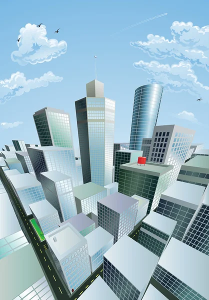 Moderní panoráma města centrum finanční čtvrti — Stockový vektor