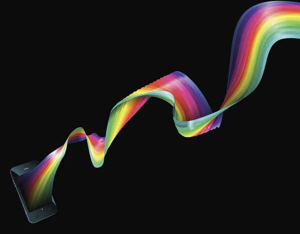 Slimme telefoon regenboog achtergrond — Stockvector