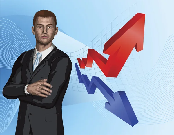 Uomo d'affari astratto freccia grafico sfondo — Vettoriale Stock