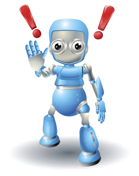 Cute robot character caution — Stock Vector