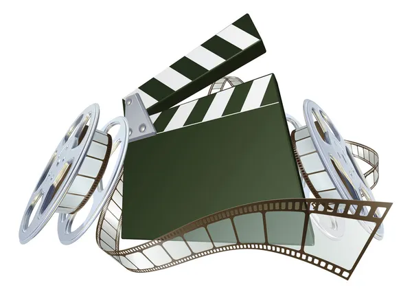 Film clapperboard et bobines de film — Image vectorielle