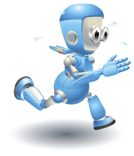Niedliche blaue Roboterfigur läuft — Stockvektor