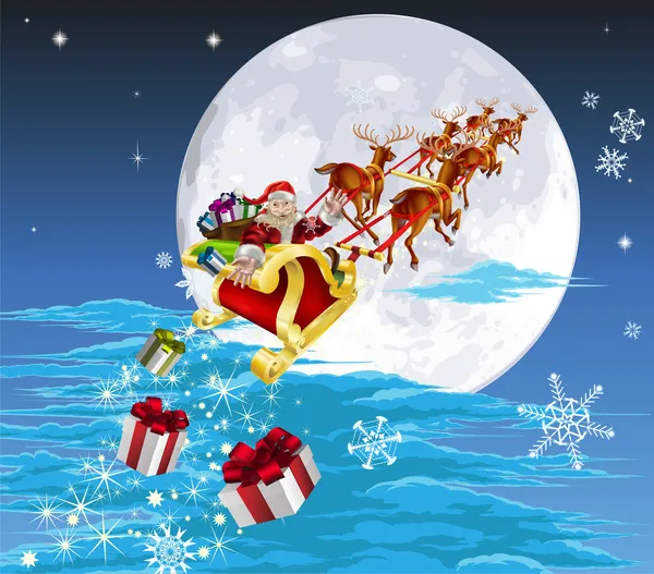 Santa in his sled — Stock Vector