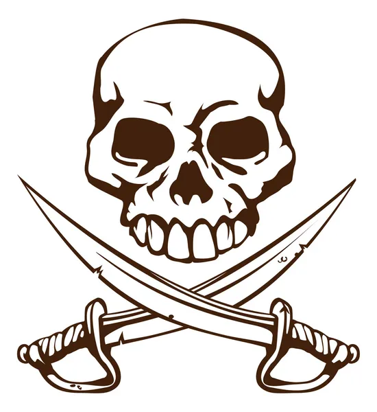 Pirate schedel en gekruiste zwaarden symbool — Stockvector