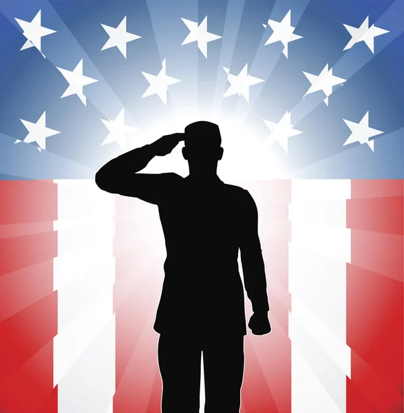 Pozdrawiać patriotyczne żołnierz — Wektor stockowy
