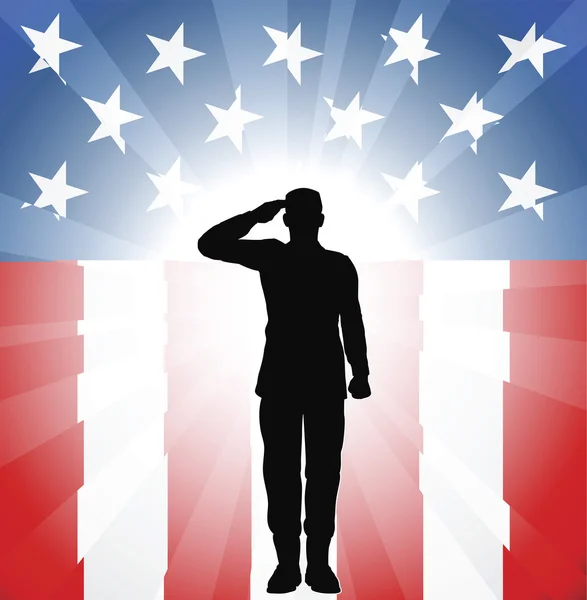 Patriotic soldier salute — Stock Vector