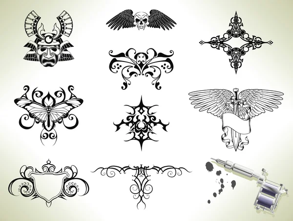 Tattoo flash design elements — Stock Vector