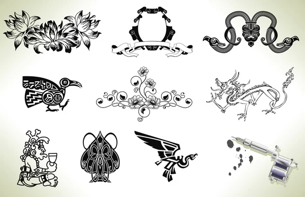 Елементи дизайну флеш татуювання — стоковий вектор