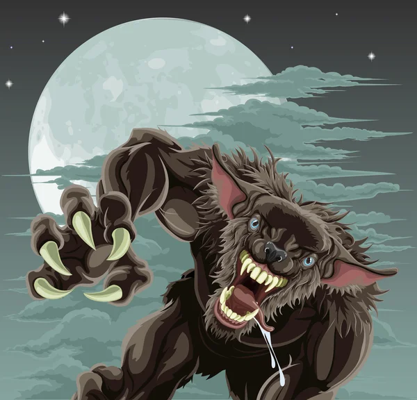 Ilustración de la luna de hombre lobo — Vector de stock