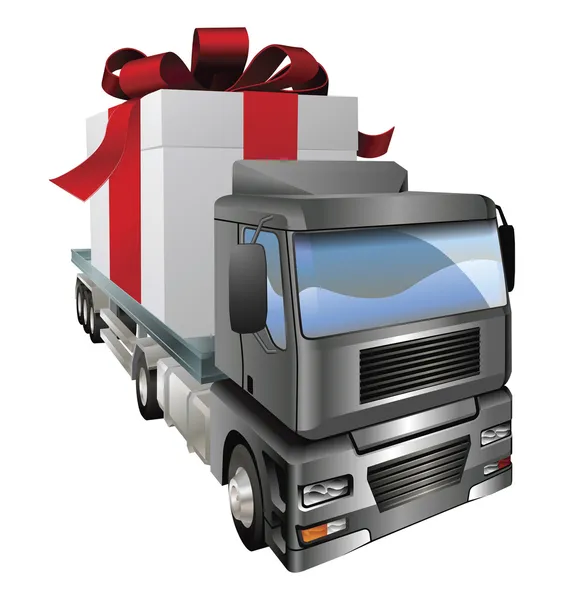 Concepto de camión de regalo — Vector de stock