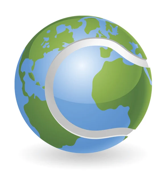 Wereld globe tennis bal concept — Stockvector