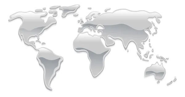 Mapa świata metalu płynnych — Wektor stockowy