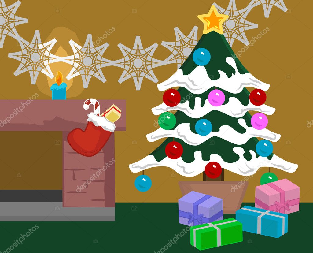 Christmas scene — Stock Vector © Krisdog #6574790