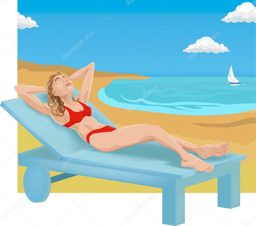 sunbathing illustration