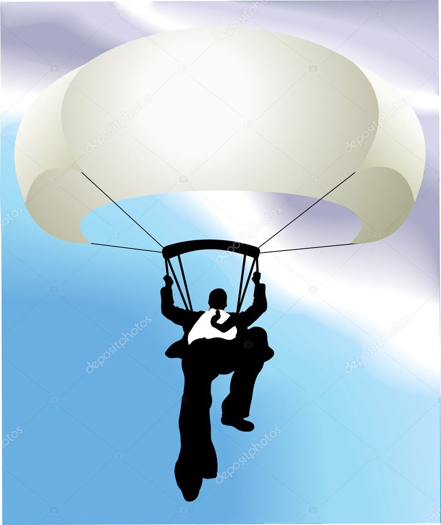parachute man business concept illustration