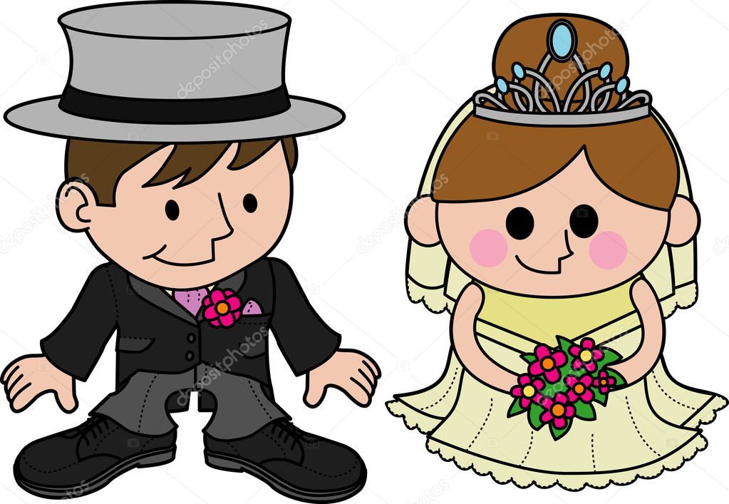 Bride and groom characters — Stock Vector © Krisdog #6576514