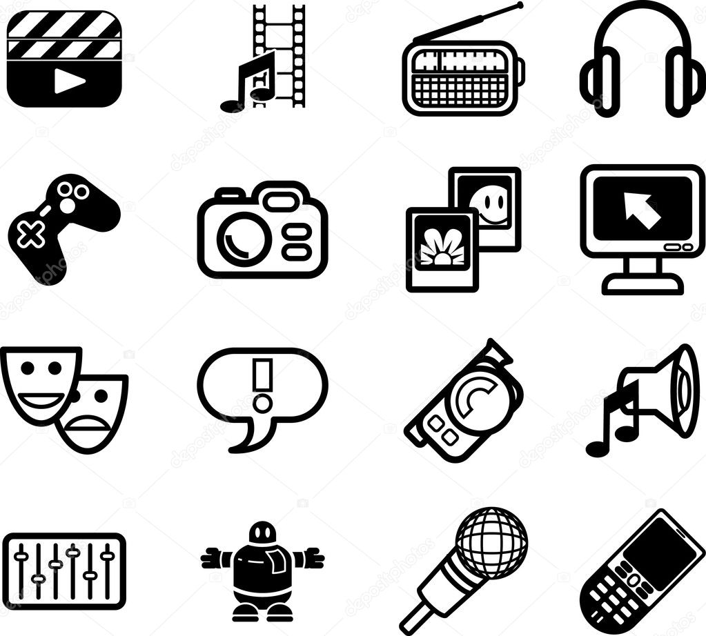 icons relating to various types of media