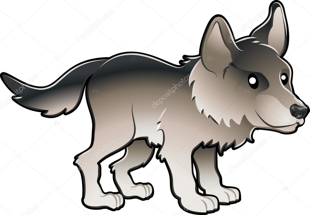 Cute Wolf Vector Illustration