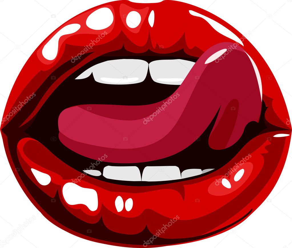 licking sexy red lips illustration