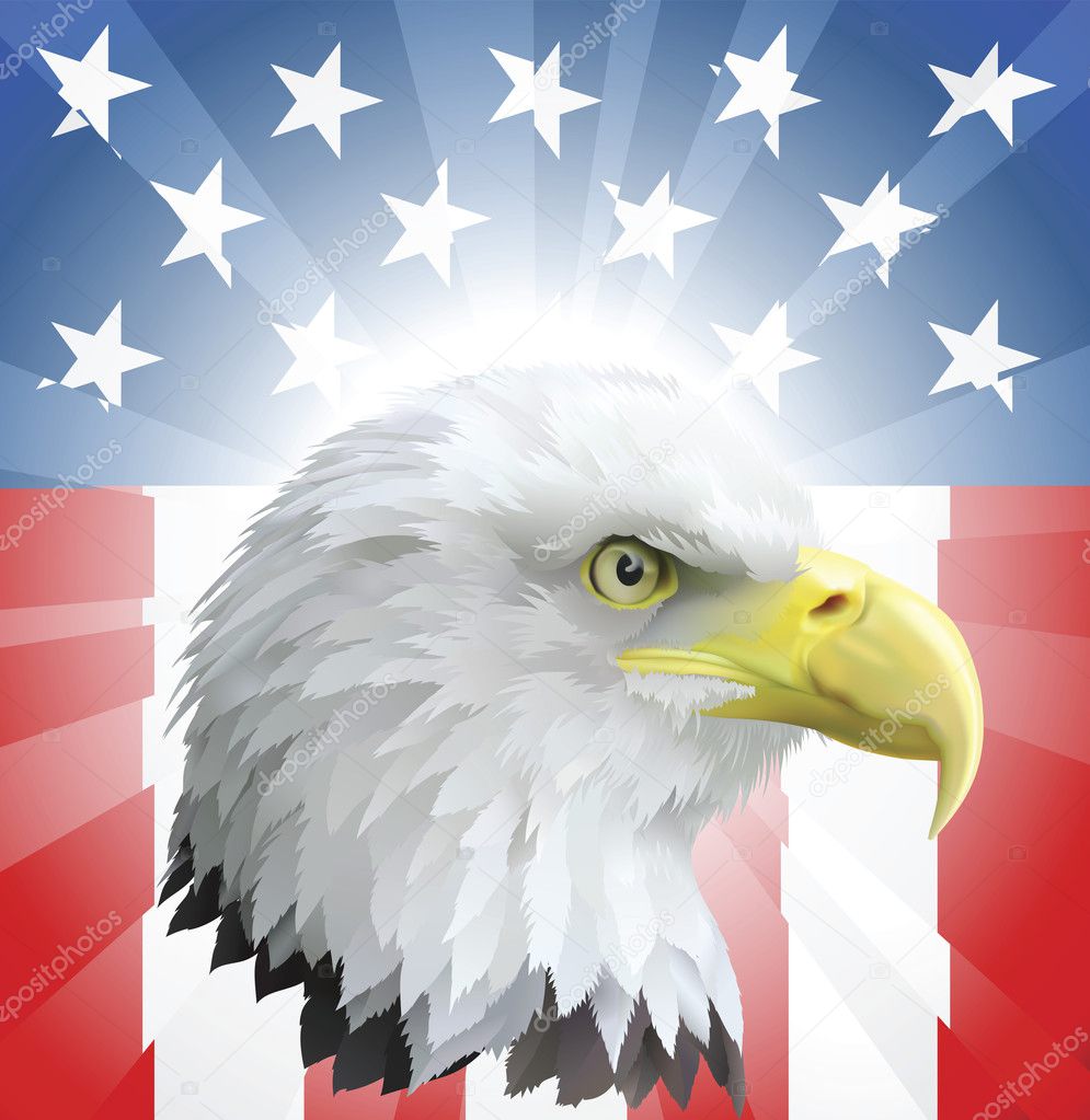 Patriotic American Eagle and Flag