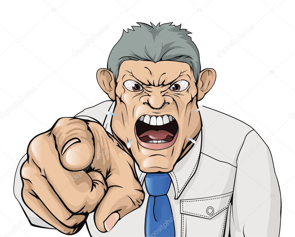 Bullying boss shouting and pointing