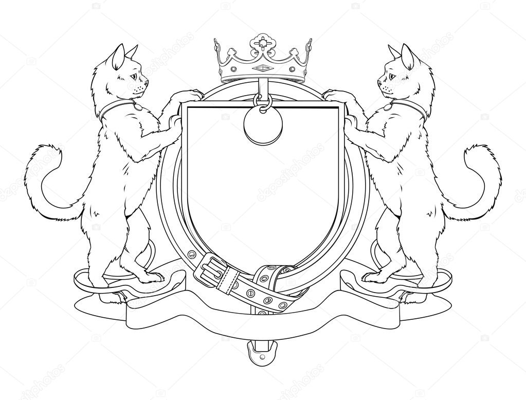 Cat pets heraldic shield coat of arms