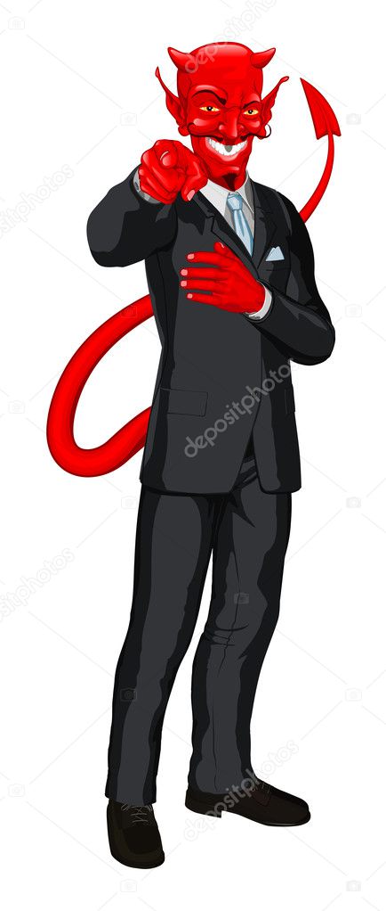 Devil business man pointing