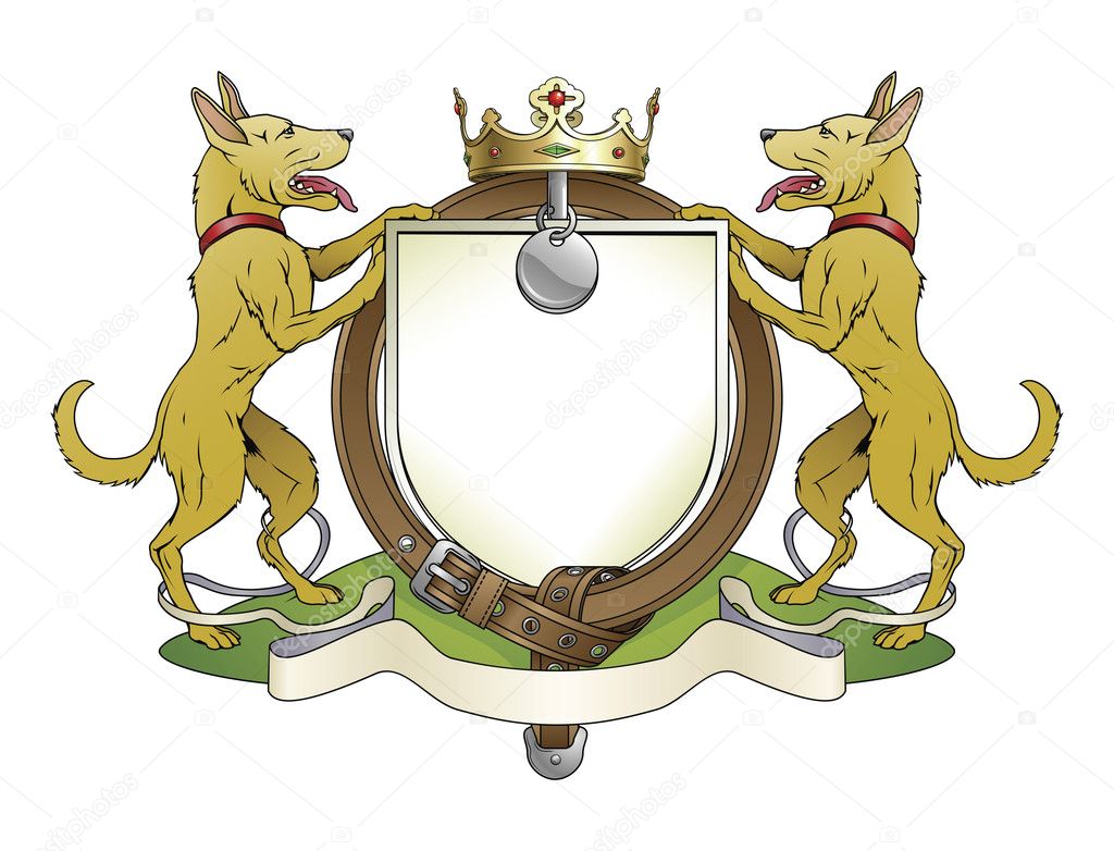 Dog pets heraldic shield coat of arms