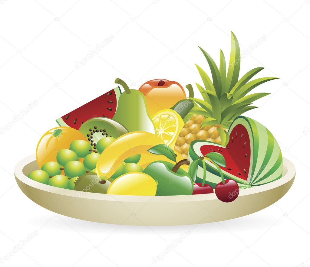 Bowl of fruit illustration