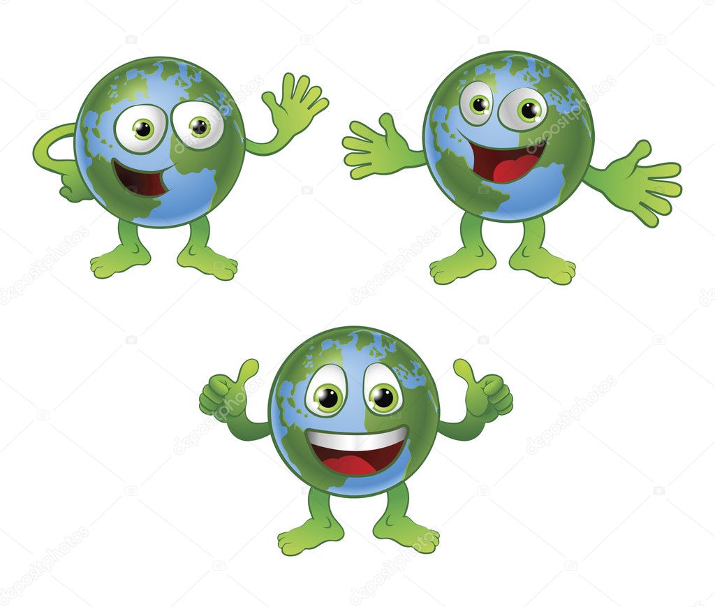 Globe world cartoon character