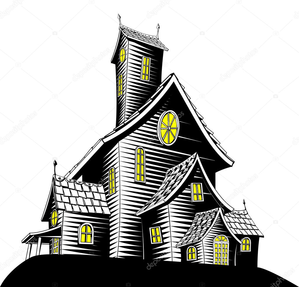 Woodcut Style Illustration Creepy Haunted House Stock Vector (Royalty Free)  2343427811 | Shutterstock