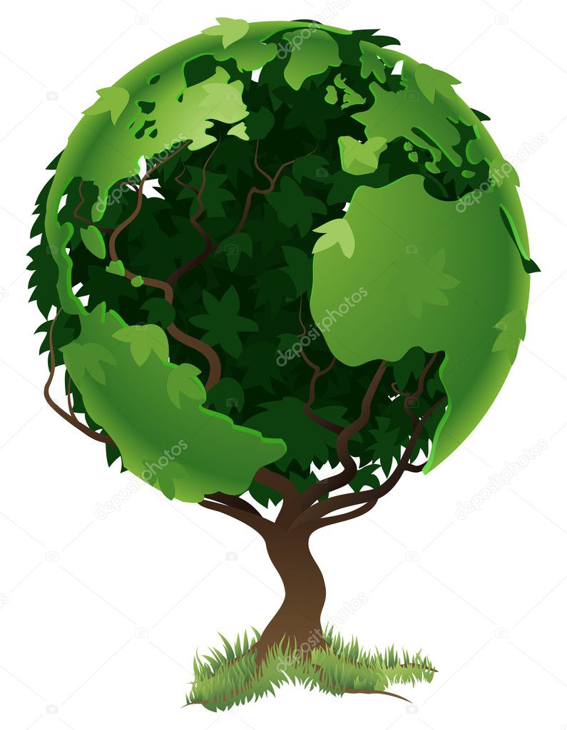 Globe world tree concept