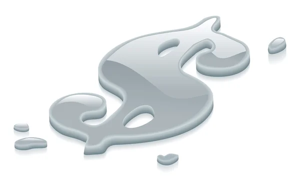 Signo de símbolo de plata líquida dólar — Vector de stock