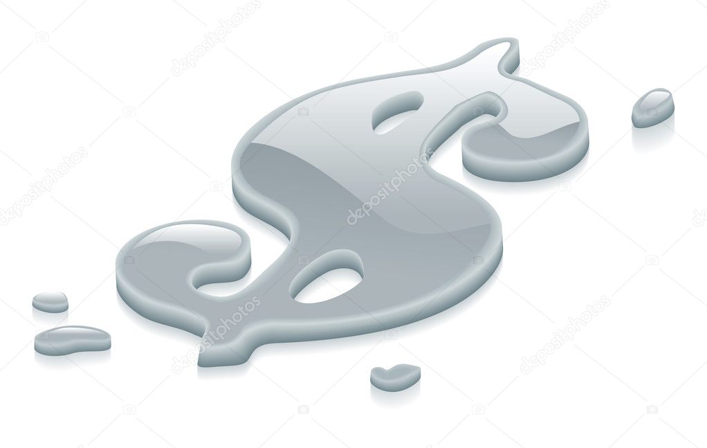 Liquid silver dollar symbol sign