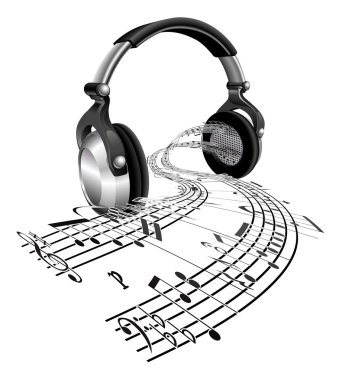 Headphones sheet music notes concept clipart