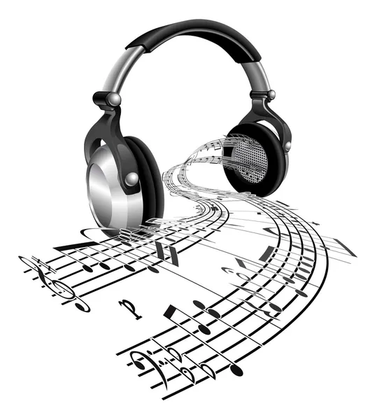 Kulaklıklar müzik notlar kavramı — Stok Vektör