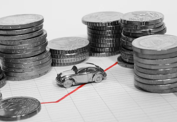 stock image Car Surrounded By Stacks Of Coins