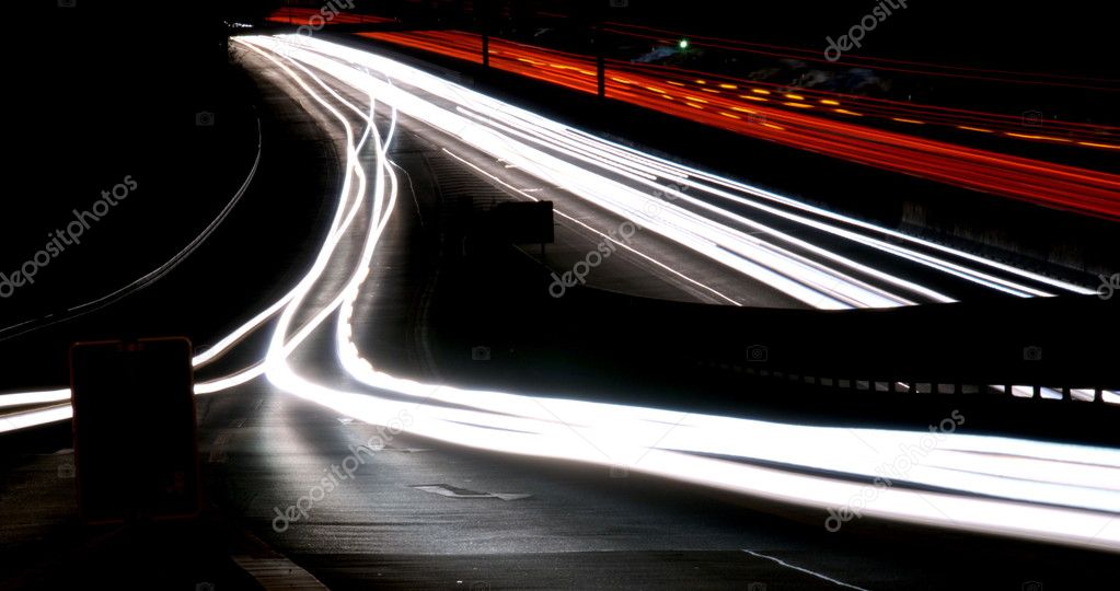 Blurred Lights On Highway At Night