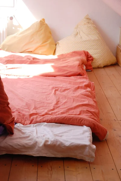 stock image Cosy Bed On Floor With Huge Pillows