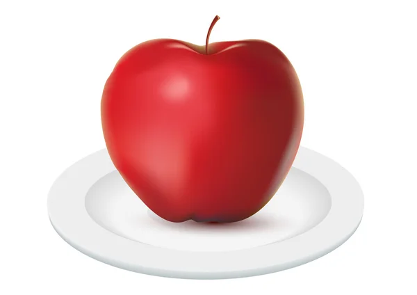 Apfel auf Teller — Stockvektor